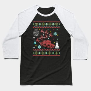 Military Tank Sleigh Reindeer Ugly Christmas Sweater Baseball T-Shirt